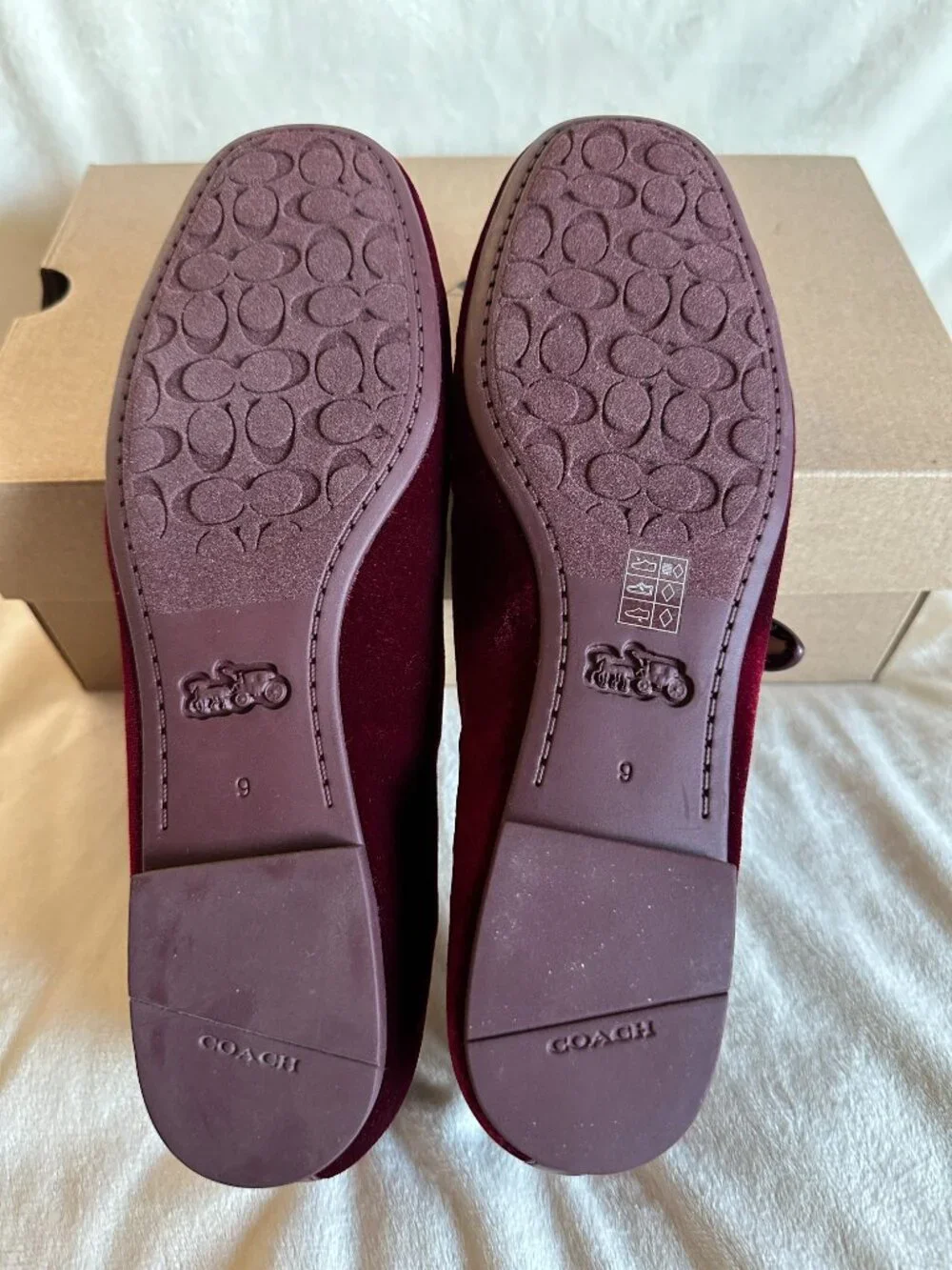 NIB Coach C Rivet Mary Jane Velvet Women Shoes Burgundy/Merlot CCG46 SZ US9/EU40 - Picture 12 of 13
